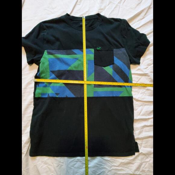 Hollister Men's Graphic Print T-Shirt Blue Green Logo Pocket Small - Picture 5 of 5